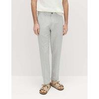 M&S Regular Fit Linen Blend Chinos Chrome
