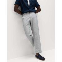 M&S Regular Fit Linen Blend Chinos Navy Mix