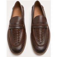 M&S Leather Woven Loafers Brown
