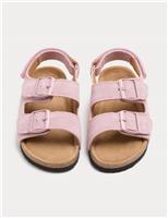 Kids Suede Double Buckle Footbed Sandals (4 Small-2 Large)