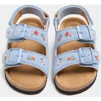 M&S Kids' Suede Ditsy Floral Patterned Footbed Sandals (5 Small-2 Large) Blue Mix