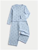 Patterned Heart Ribbed Pyjamas (12 Months - 16 Years)