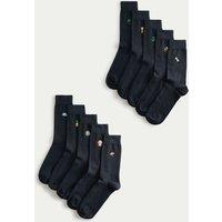 M&S 10 Pack Cool & Fresh Cotton Rich Holiday Socks Navy Mix