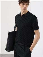 Autograph Mercerised Cotton Knitted Polo Shirt Navy