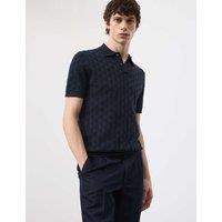 Autograph Mercerised Cotton Knitted Polo Shirt Navy