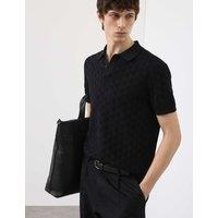 Autograph Mercerised Cotton Knitted Polo Shirt Black