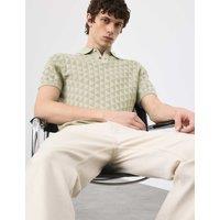 Autograph Mercerised Cotton Knitted Polo Shirt Light Olive