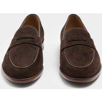 Autograph Suede Saddle Loafers Chocolate