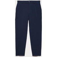 M&S Tapered Fit Cotton Rich Seersucker Trousers Dark Navy
