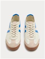 M&S Slimline Leather Trainers White Mix