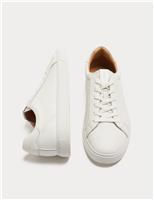 Autograph Wide Fit Leather Lace up Trainers White