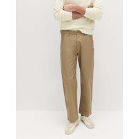 M&S Loose Fit Pure Cotton Utility Trousers Toffee