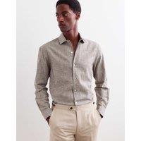 JAEGER Regular Fit Luxury Linen Cotton Shirt Light Brown
