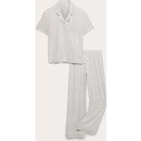 M&S Brushed Pointelle Revere Pyjamas (1-16 Yrs) Grey Marl