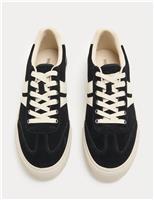 M&S Suede Lace Up Trainers Black Mix