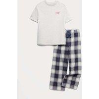 M&S Pure Cotton Breakfast Graphic Pyjamas (3-16 Yrs) Grey Mix