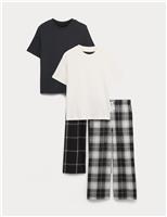 2 Pack Pure Cotton Checked Pyjama Sets (6-16 Yrs)