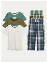 3 Pack Pure Cotton Graphic Checked Pyjama Sets (6-16 Years)