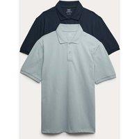 M&S Ultimate 2 Pack Cotton Rich Polo Shirts Soft Blue Mix