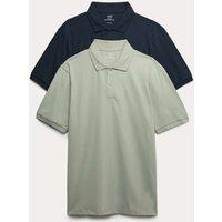 M&S Ultimate 2 Pack Cotton Rich Polo Shirts Light Green Mix