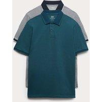 M&S 2 Pack Cotton Rich Tipped Polo Shirts Petrol Mix