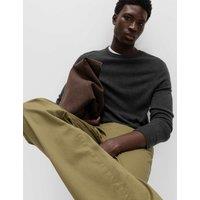 M&S Straight Fit Textured 5 Pocket Trousers Khaki