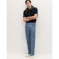 M&S Straight Fit Textured 5 Pocket Trousers Chambray
