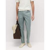 M&S Straight Fit Textured 5 Pocket Trousers Dark Sage