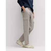 M&S Tapered Fit Stretch Cargo Trousers Pebble