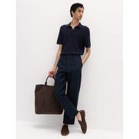 M&S Regular Fit Linen Blend Chinos Navy/Grey