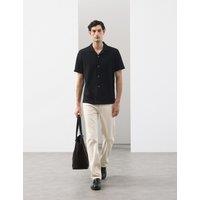 Autograph Regular Fit Textured Short Sleeve Shirt Black