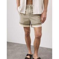 Autograph Quick Dry Geometric Print Swim Shorts Khaki