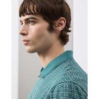 Autograph Pure Supima Cotton Geometric Polo Shirt Teal