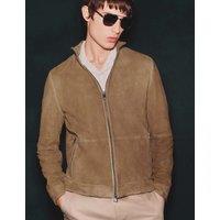 Autograph Cashmere Suede Funnel Neck Jacket Sand