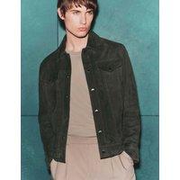 Autograph Suede Trucker Jacket Dark Olive