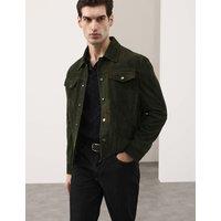 Autograph Suede Trucker Jacket Dark Olive