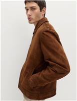 M&S Burnished Suede Chore Jacket Brown