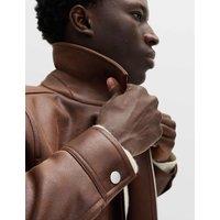 M&S Faux Leather Trucker Jacket Dark Brown