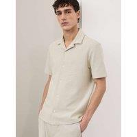 Autograph Regular Fit Cotton Blend Textured Shirt Light Natural