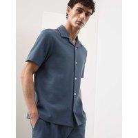 Autograph Regular Fit Cotton Blend Textured Shirt Dark Navy
