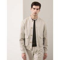 Autograph Cotton Linen Blend Bomber Stone