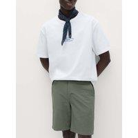M&S Half-Elasticated Waist Seersucker Chino Shorts Moss Green