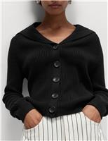 Collared V-Neck Button Through Cardigan