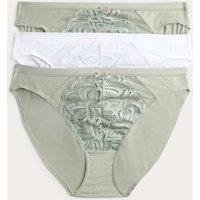 M&S 3pk Amelia Lace High Leg Knickers Soft Green