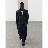 Autograph Cotton Blend Textured Harrington Jacket Dark Navy