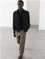 Autograph Cotton Rich Harrington Jacket with Linen Light Grey