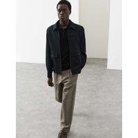 Autograph Cotton Rich Harrington Jacket with Linen Black