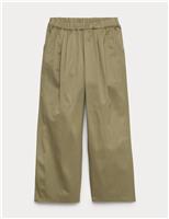 M&S Pure Cotton Elasticated Waist Straight Leg Trousers (6-16 Yrs) Olive