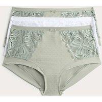 M&S 3pk Amelia Lace High Rise Shorts Soft Green