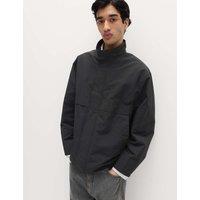 M&S Cotton Rich Boxy Funnel Neck Bomber Jacket Black